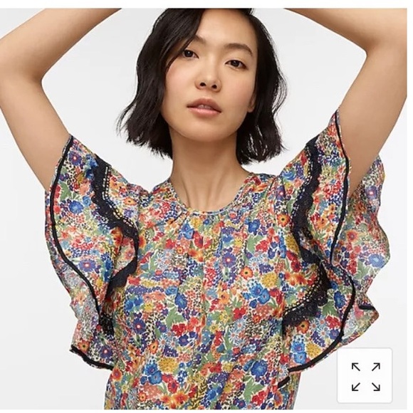 New: J Crew Cotton Poplin Top in Liberty Margaret Annie Floral Print. Size S - Picture 4 of 13